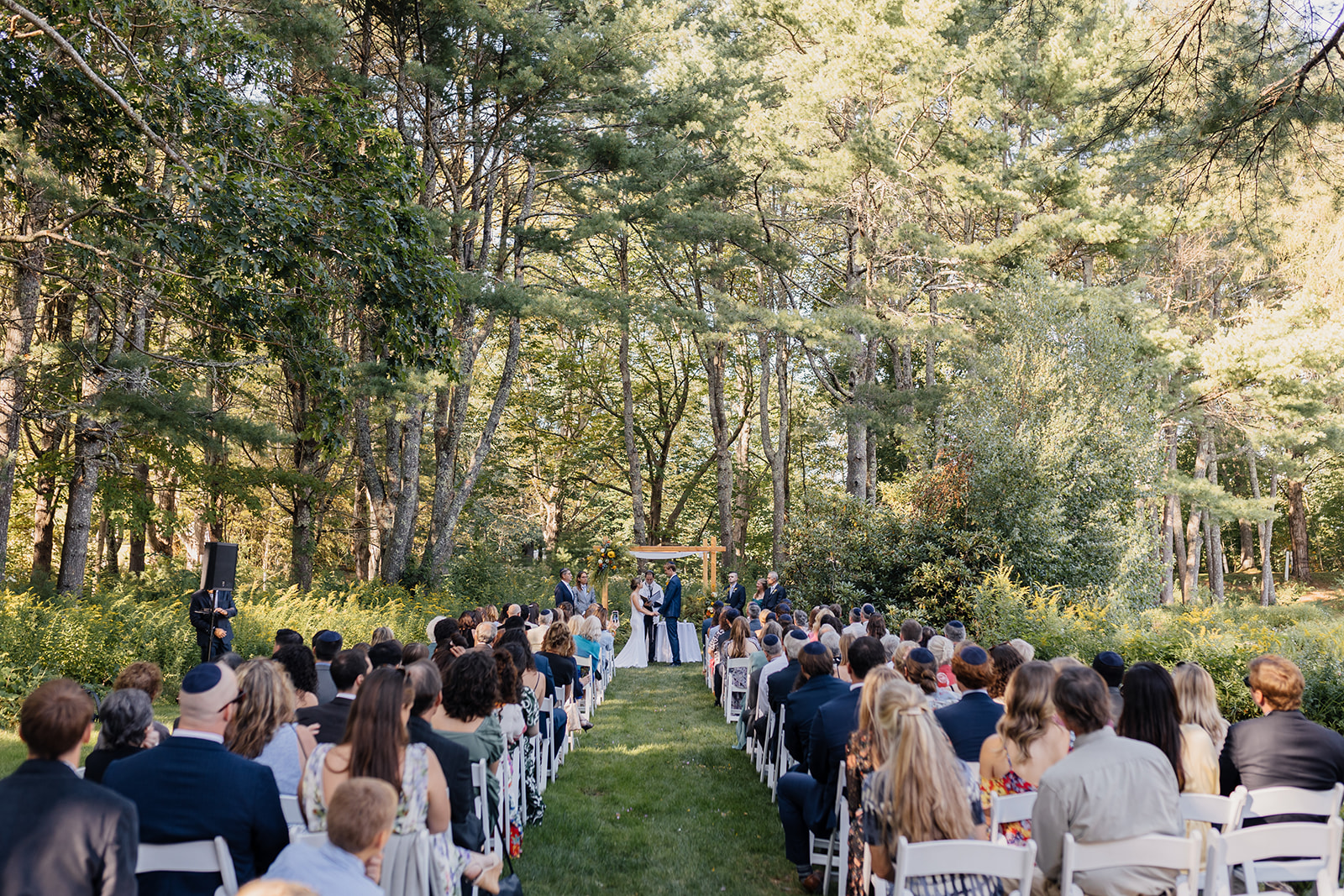 Woods wedding ceremony at The 1812 Farm in Maine